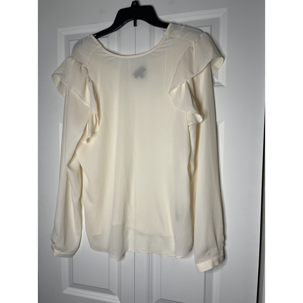 Who what wear long sleeve Ruffle Detail blouse Top small ivory